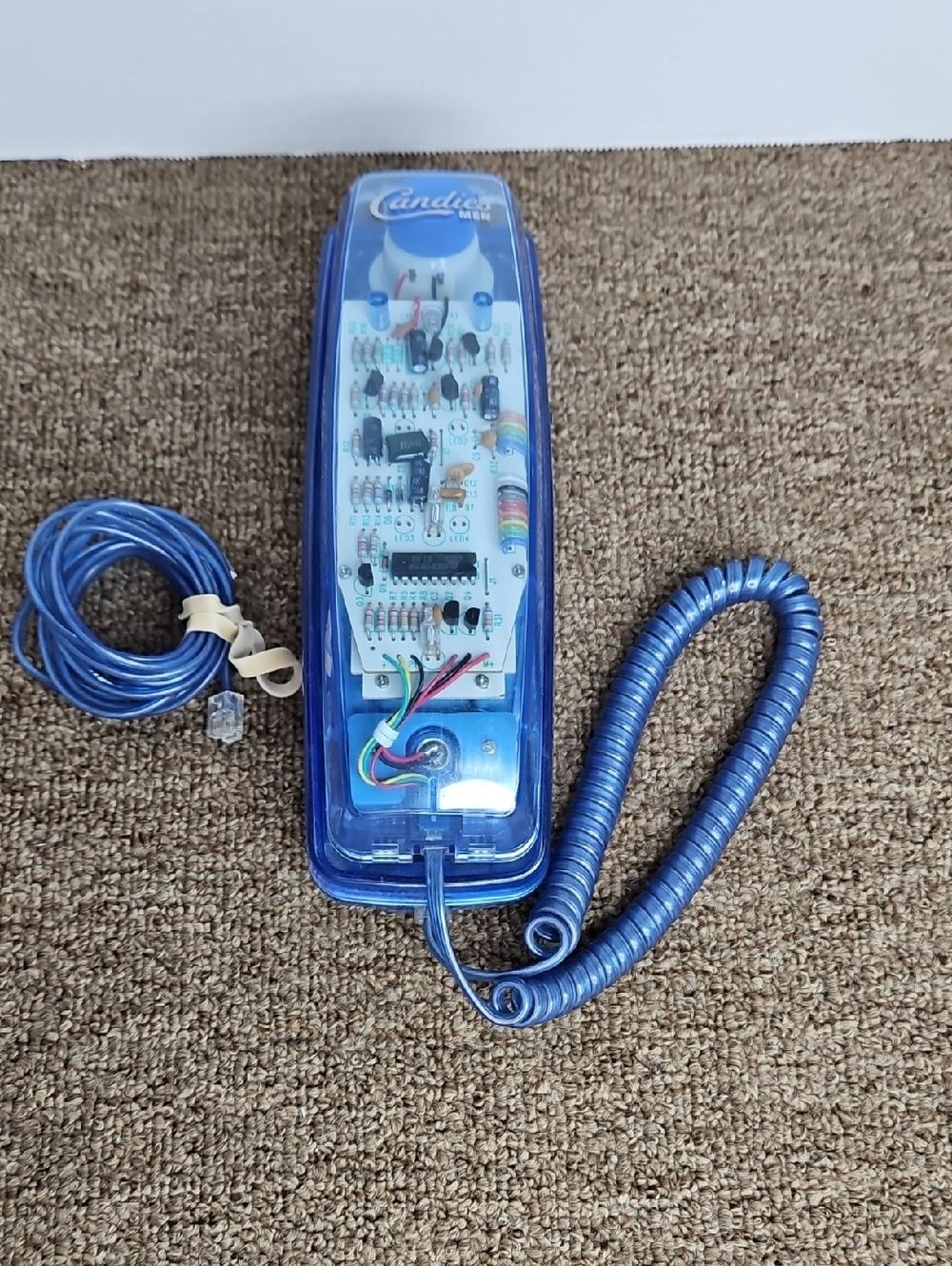 Vintage Candies Men Blue Transparent Retro Push Button Phone
